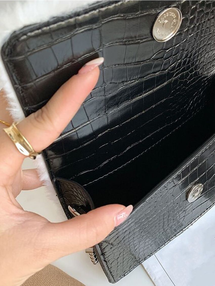 Mini Flap Chain Flannelette Square Bag