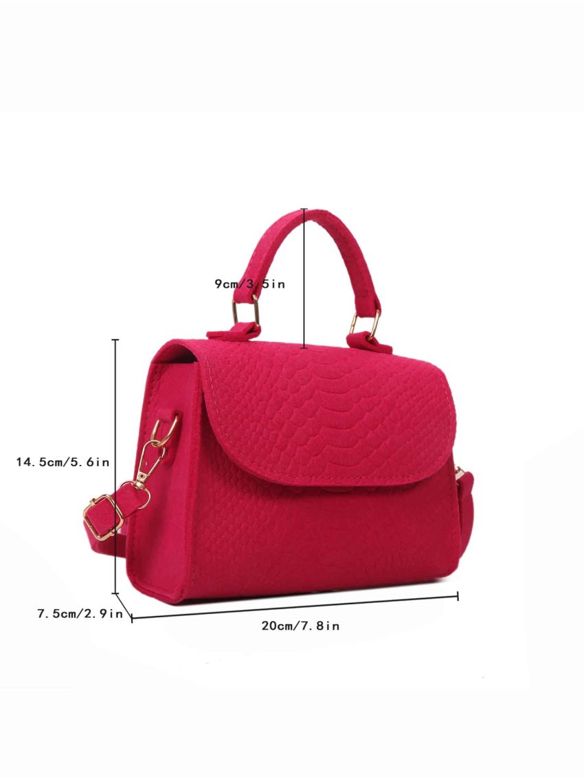 Mini Neon Pink Snakeskin Embossed Flap Square Bag