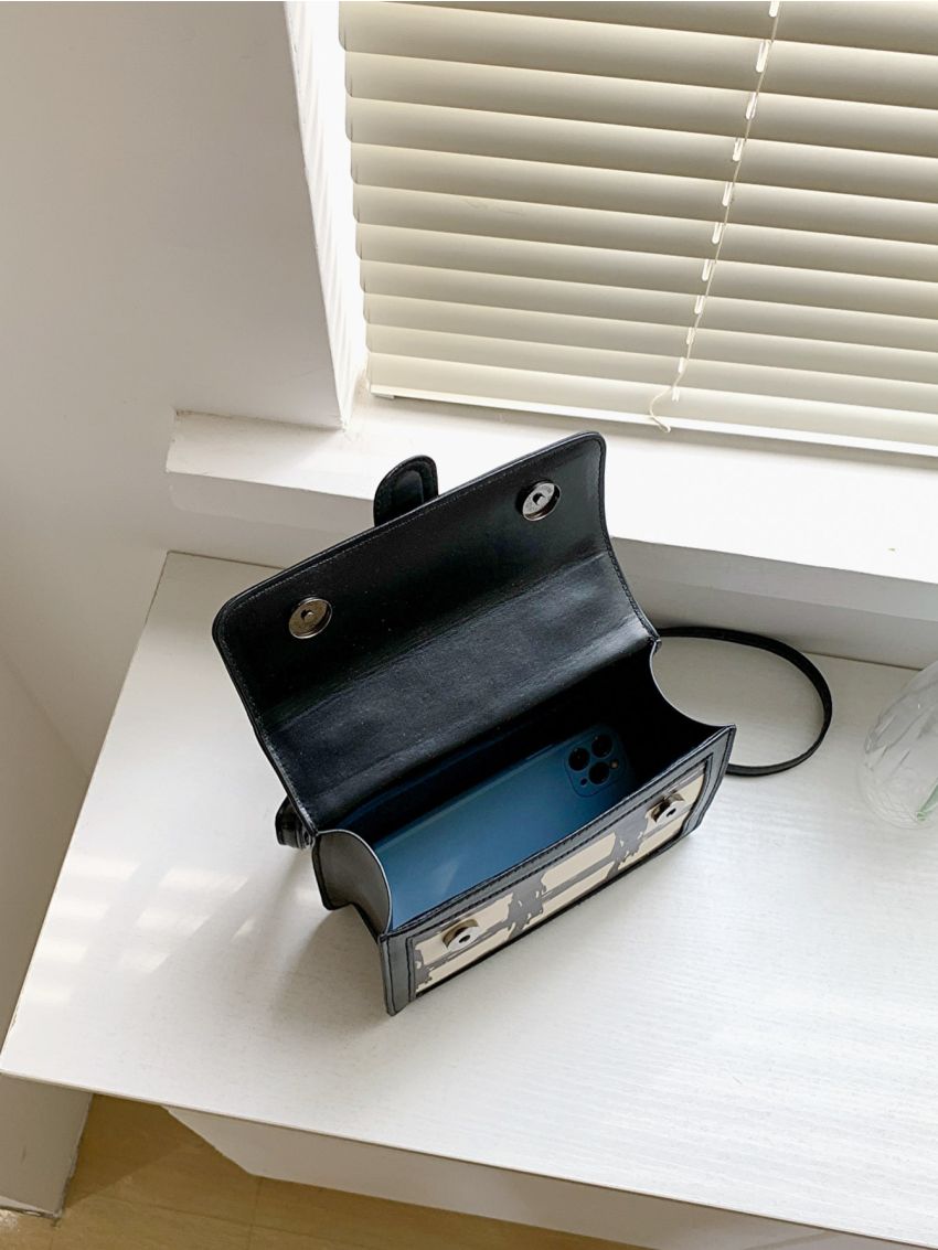 Mini Two Tone Flap Square Bag