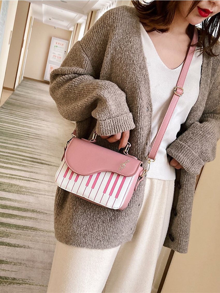 Striped Pattern Flap Square Bag