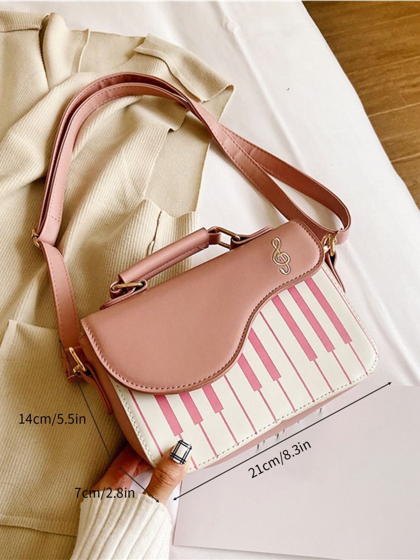 Striped Pattern Flap Square Bag
