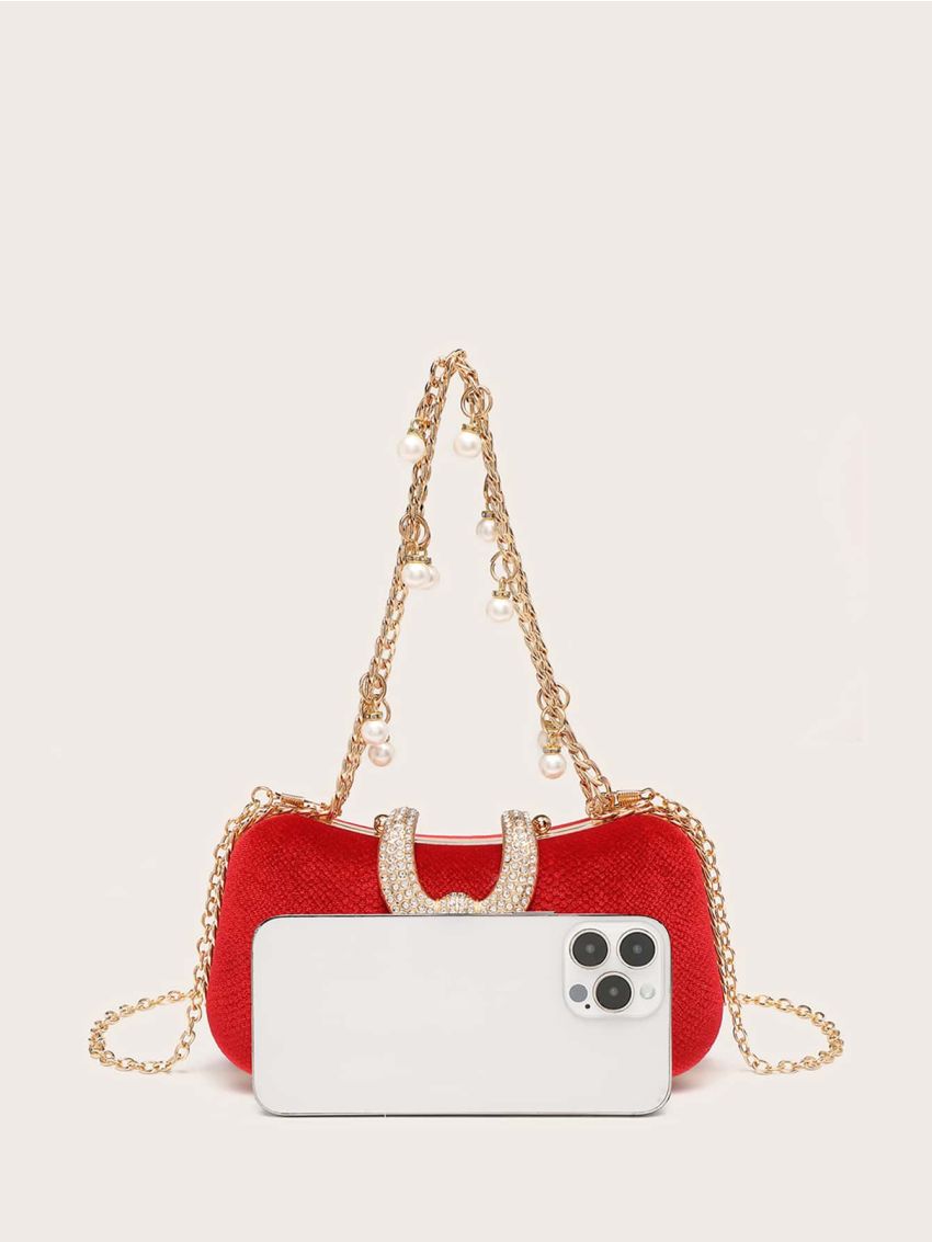Mini Rhinestone Decor Chain Evening Bag