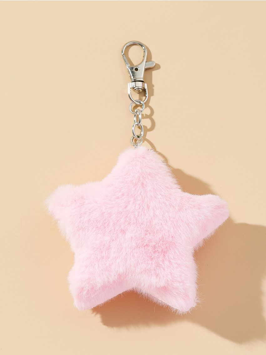 Fuzzy Star Design Bag Charm Keychain Car Pendant Phone Ornament