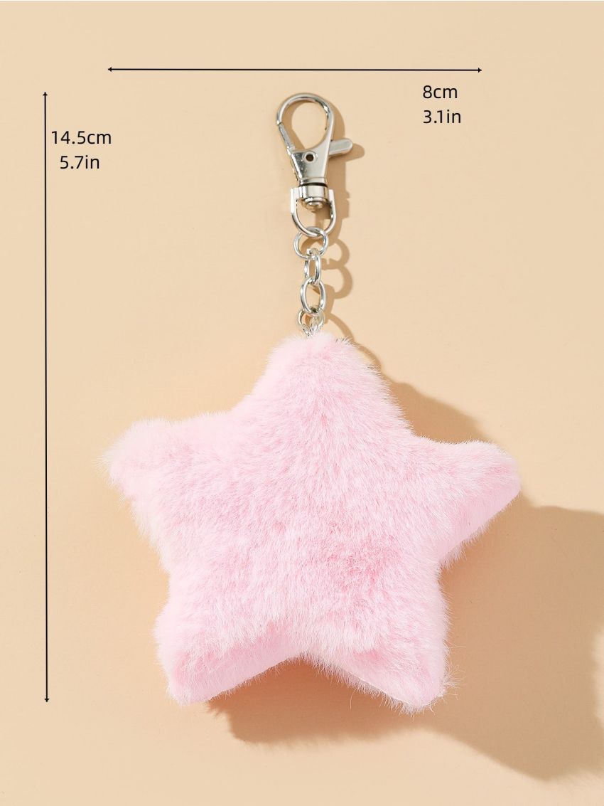 Fuzzy Star Design Bag Charm Keychain Car Pendant Phone Ornament