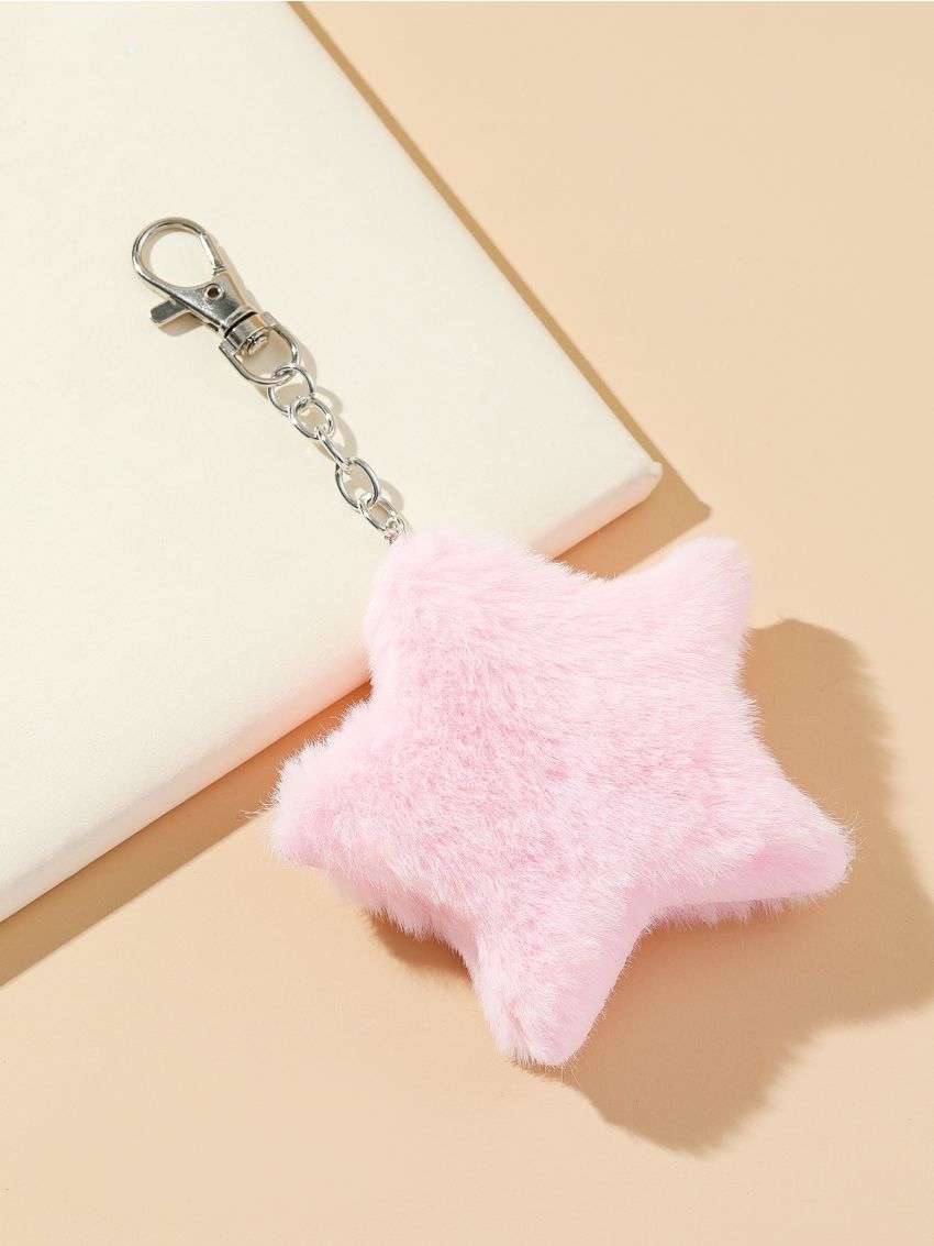 Fuzzy Star Design Bag Charm Keychain Car Pendant Phone Ornament