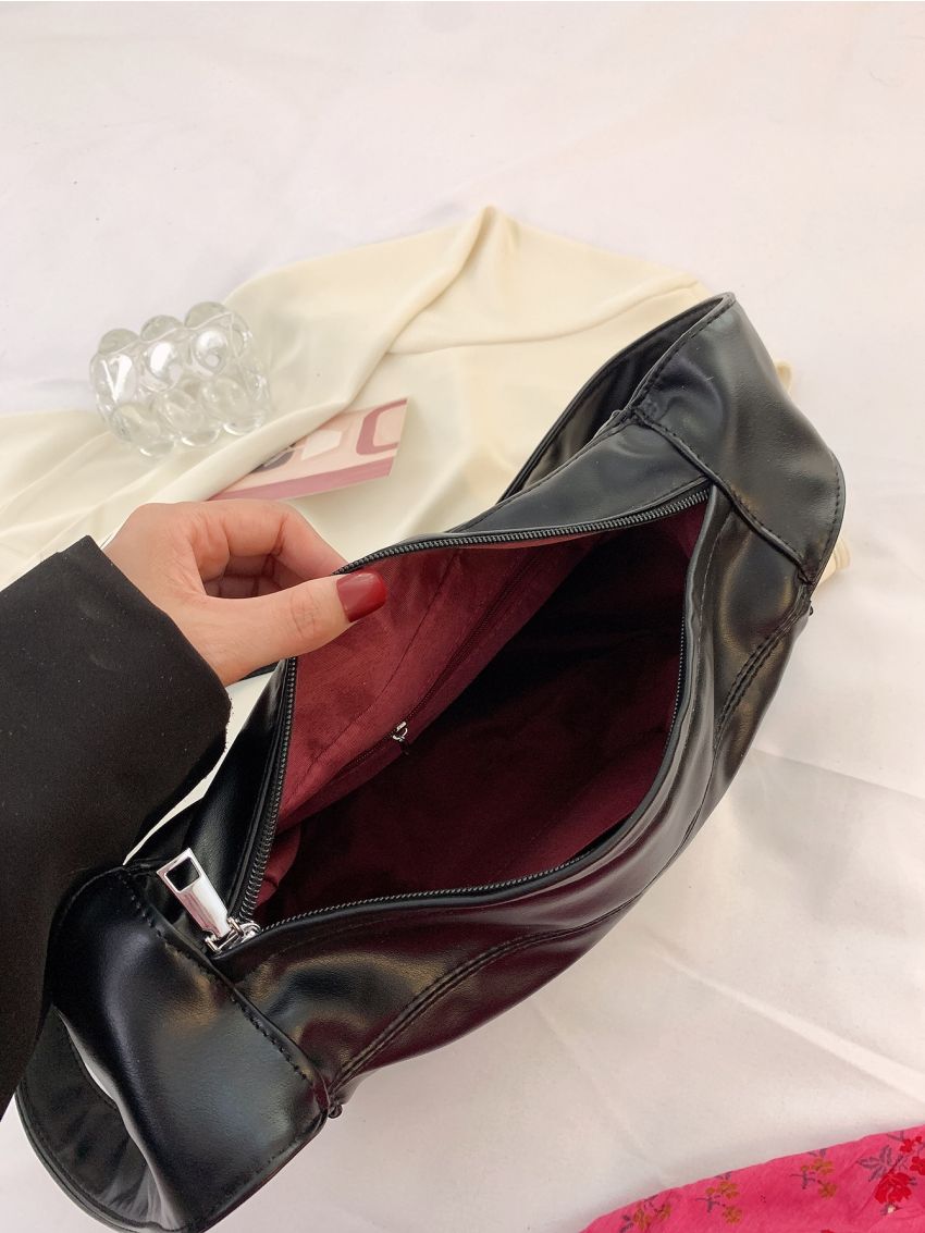 Button Detail Hobo Bag Fashion Black