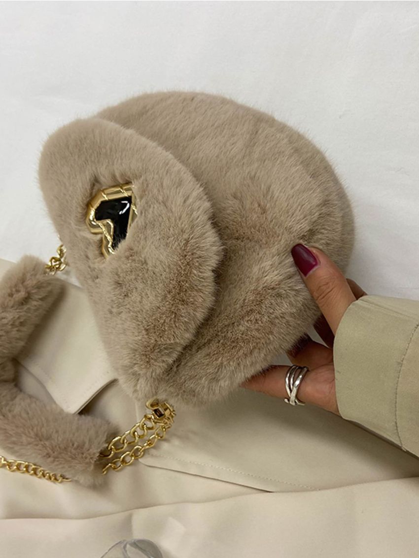 Heart Decor Flap Flannelette Novelty Bag