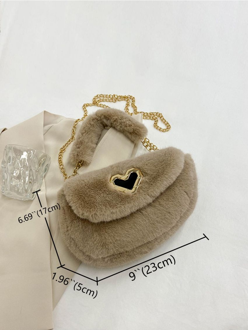 Heart Decor Flap Flannelette Novelty Bag