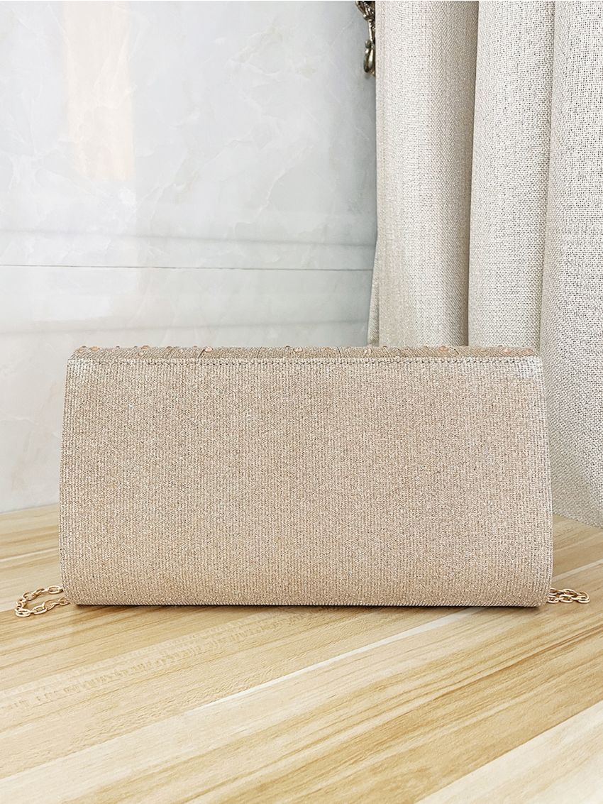 Glitter Rhinestone Decor Flap Square Bag