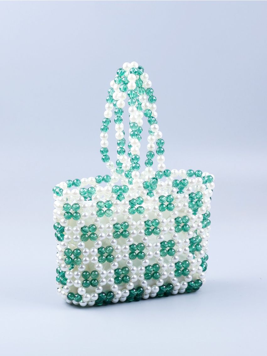 Mini Allover Beaded Decor Satchel Bag
