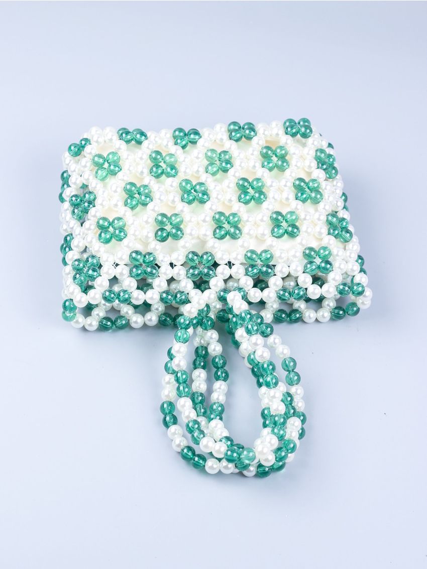 Mini Allover Beaded Decor Satchel Bag