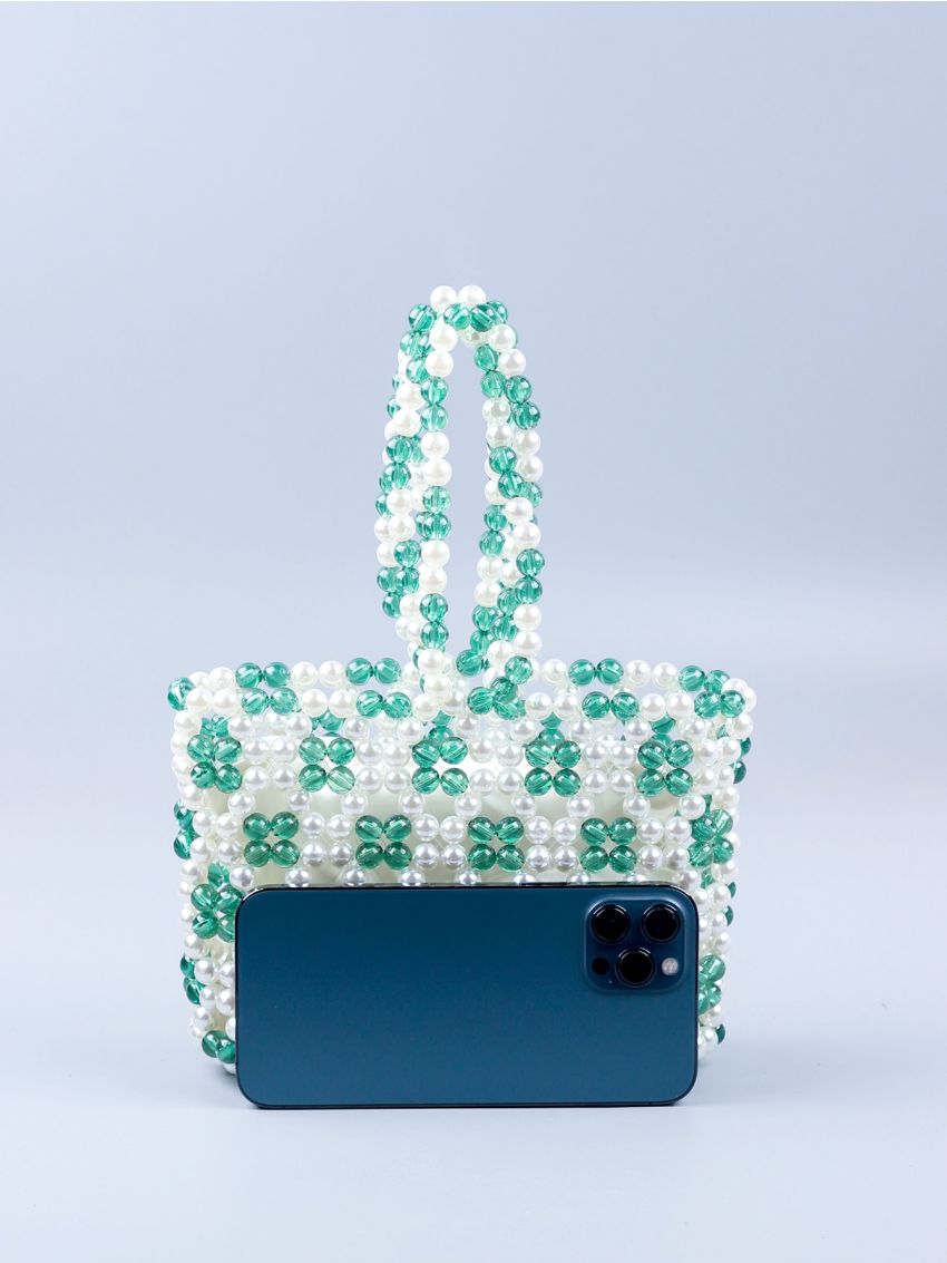 Mini Allover Beaded Decor Satchel Bag