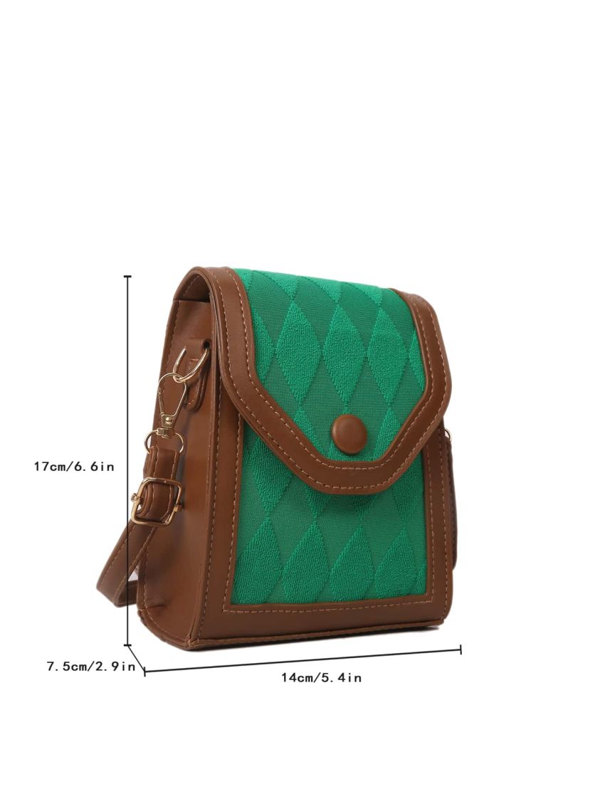 Mini Two Tone Snap Button Square Bag