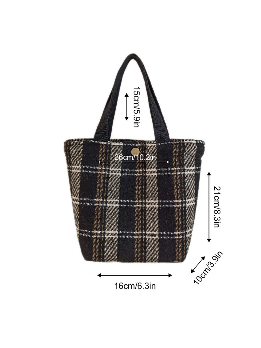 Plaid Pattern Satchel Bag