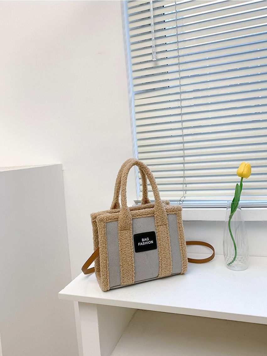 Contrast Binding Letter Detail Square Bag