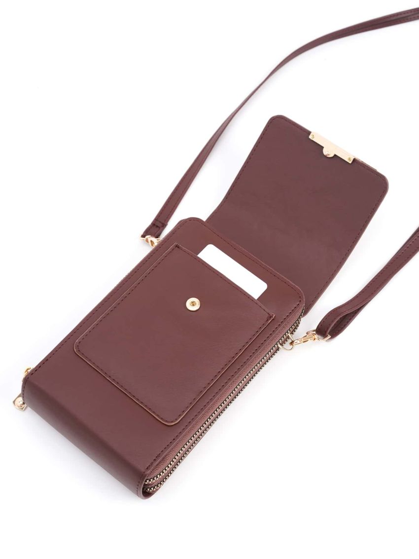 Metal Decor Flap Phone Wallet