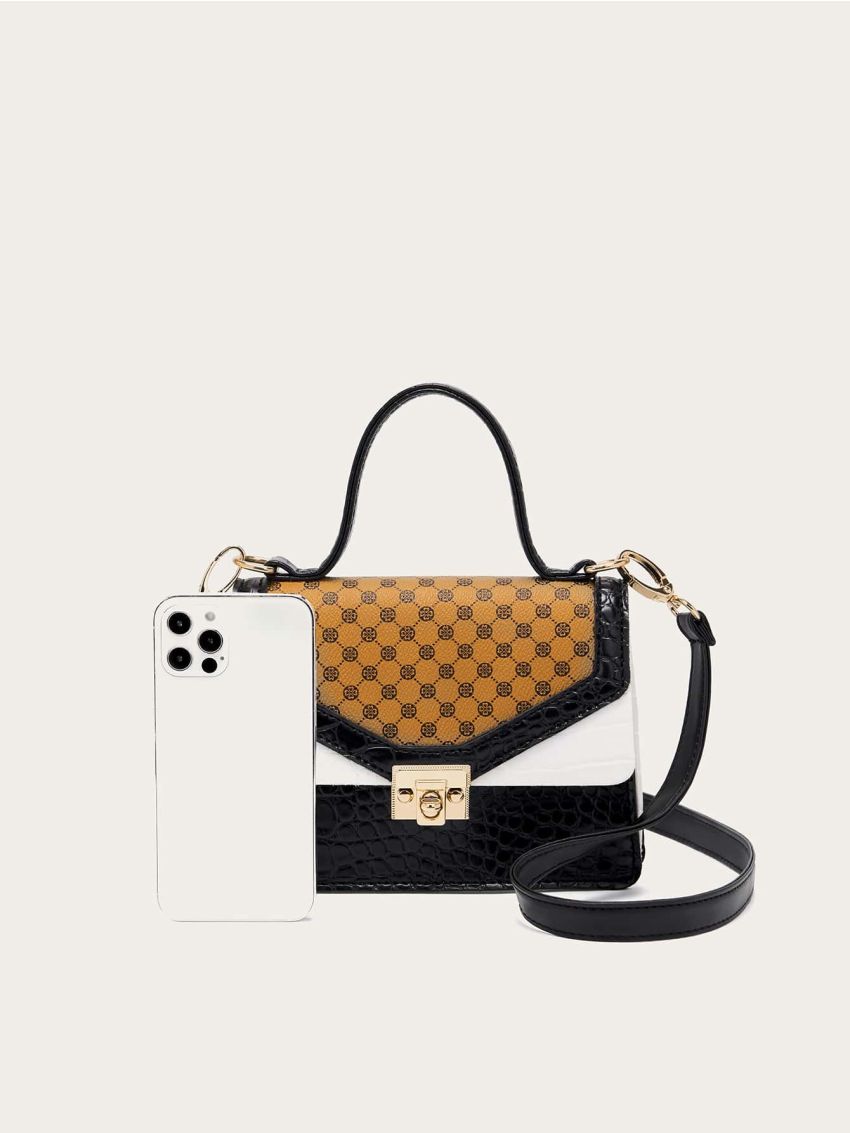 Mini Geo Graphic Flap Satchel Bag