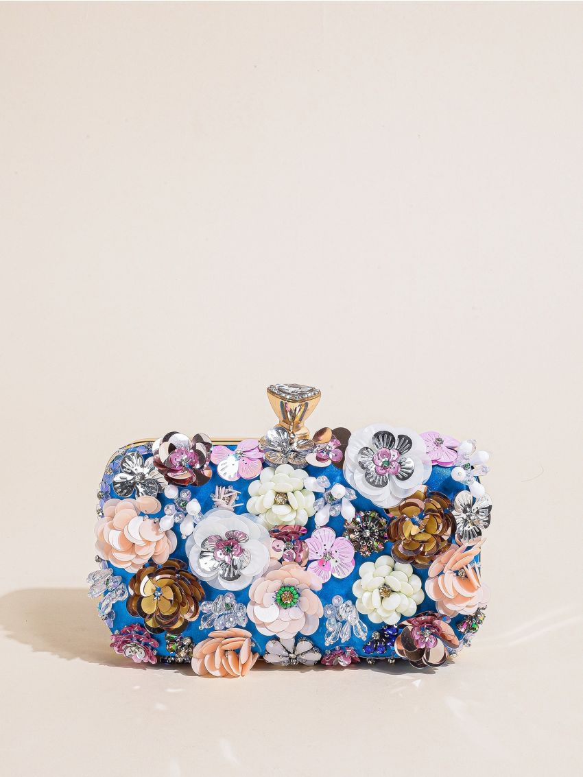 Mini Bead & Flower Decor Chain Box Bag