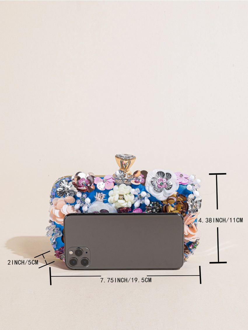 Mini Bead & Flower Decor Chain Box Bag