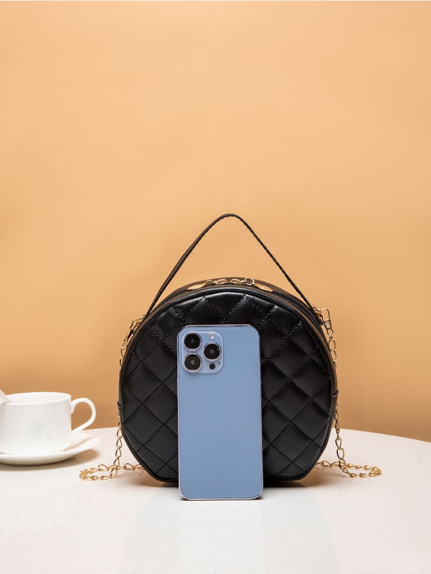 Tassel Decor Quilted Circle Bag