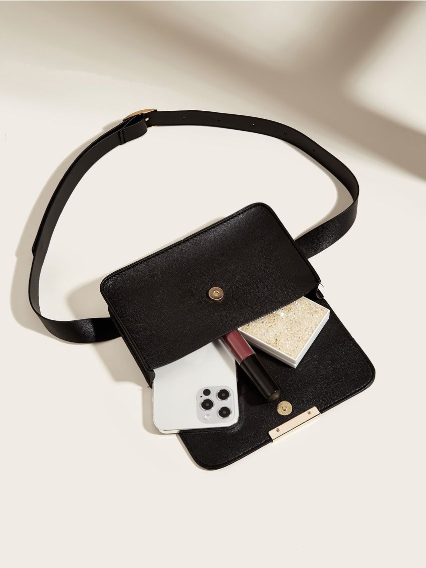 Mini Metal Detail Flap Belt Bag