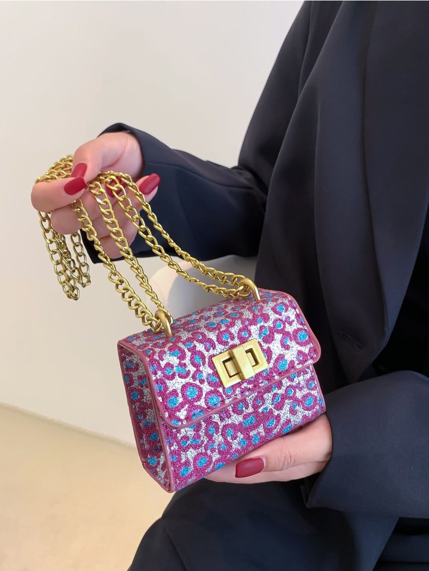 Mini Twist Lock Flap Chain Square Bag