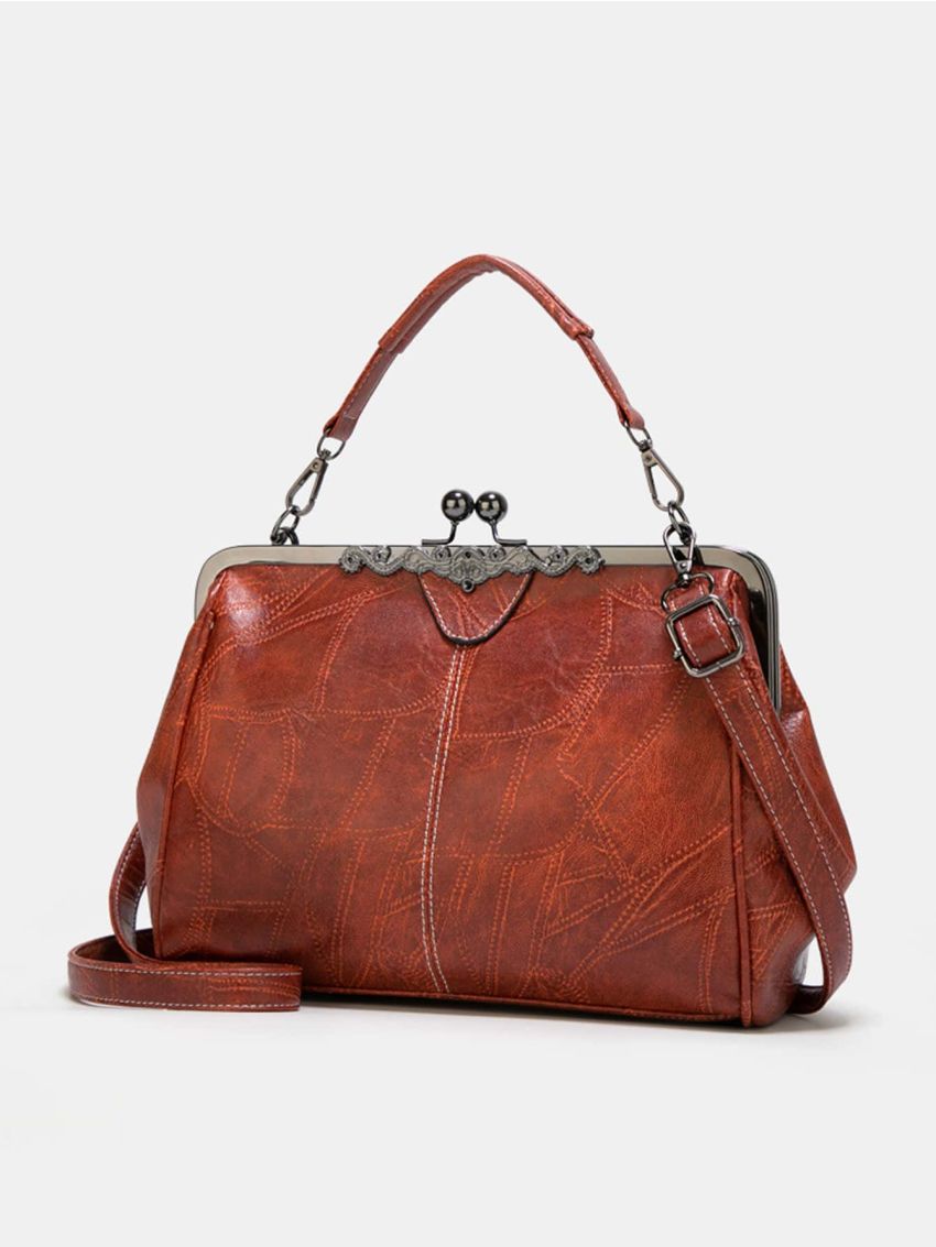 Vintage Design Kiss Lock Square Bag