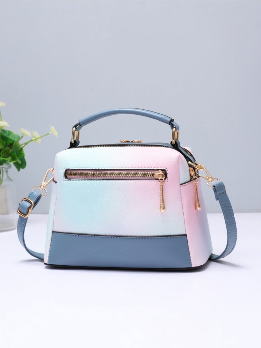 Ombre Square Handbag, Fashion Two Tone Crossbody Bag, Women's Small PU Purse, Mothers Day Gift For Mom