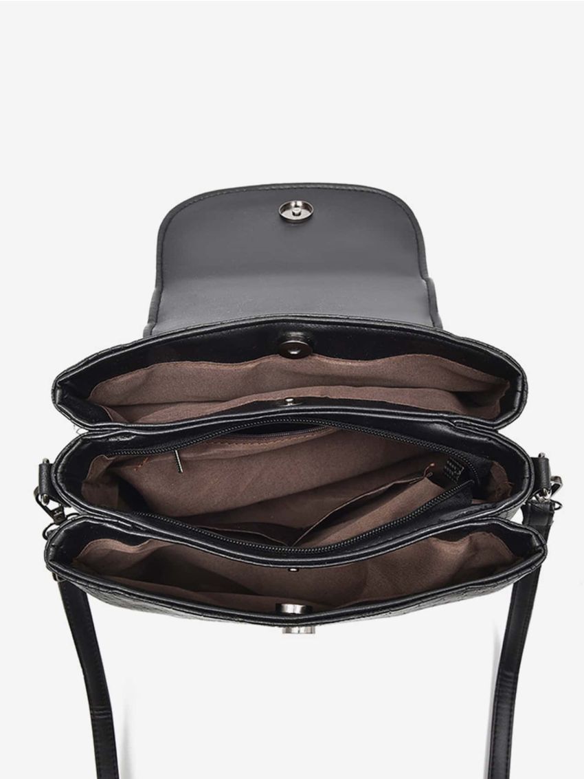 Crocodile Embossed Letter Decor Flap Square Bag, Mothers Day Gift For Mom