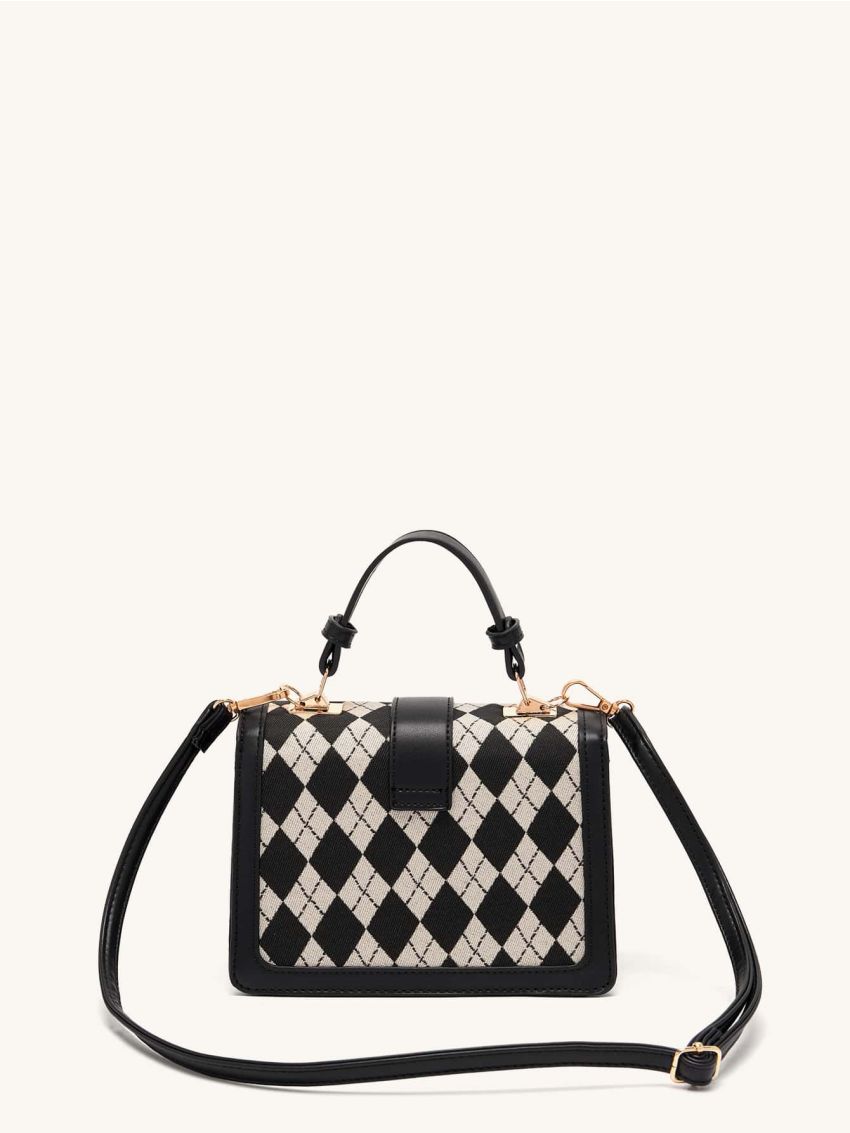 Mini Argyle Pattern Flap Square Bag