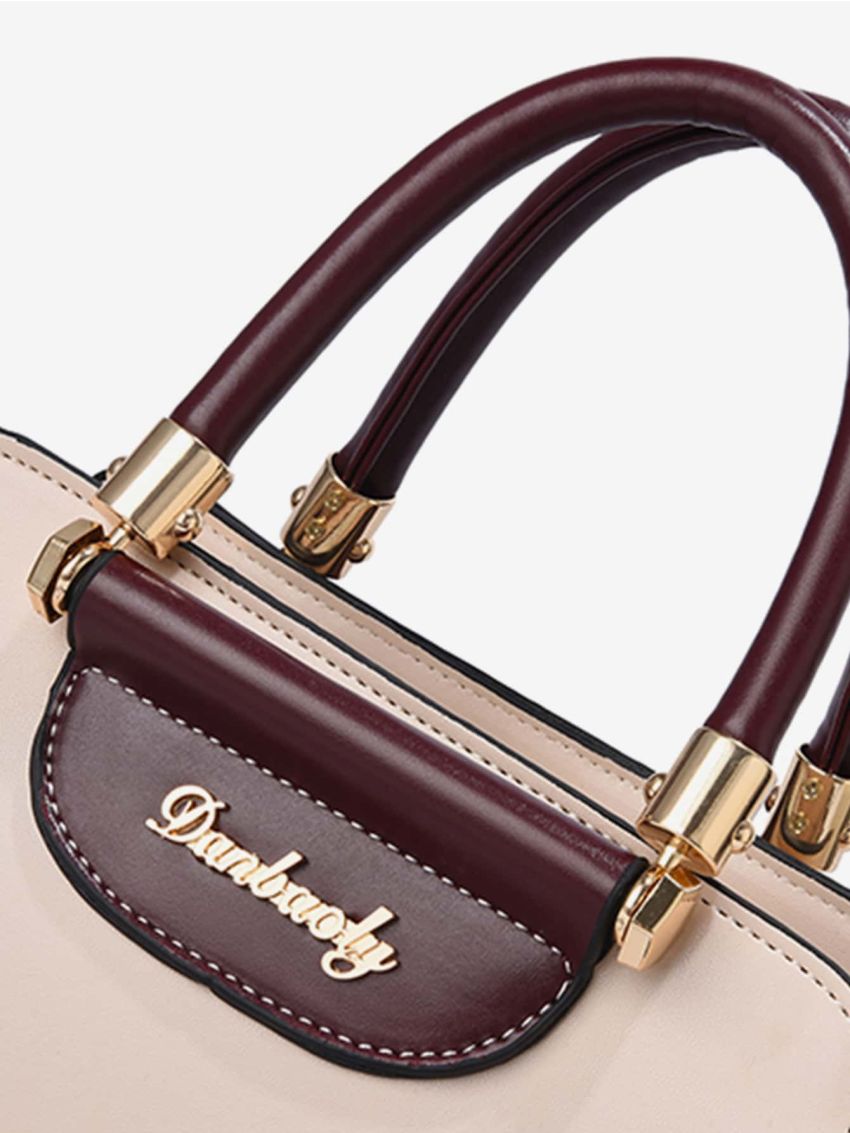 Letter Graphic Double Handle Square Bag, Mothers Day Gift For Mom