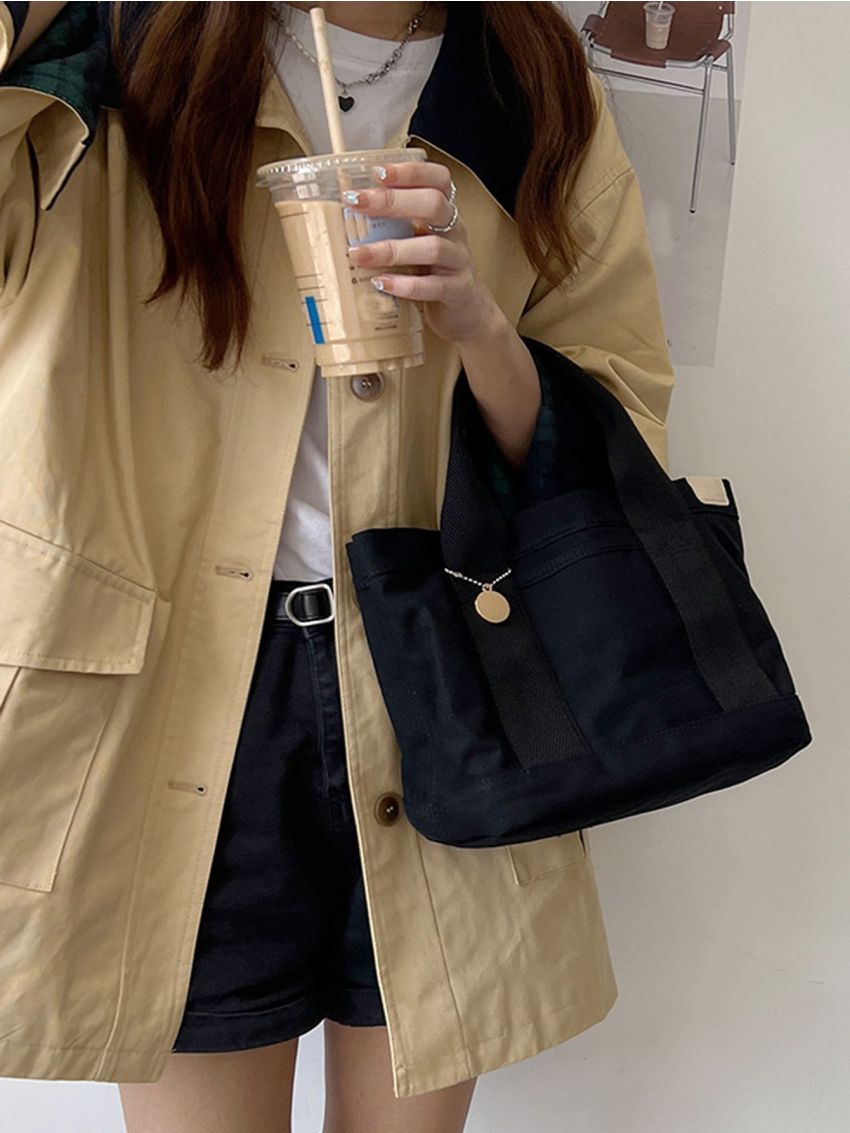 Patch Decor Canvas Square Bag