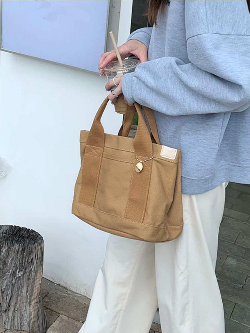 Patch Decor Canvas Square Bag