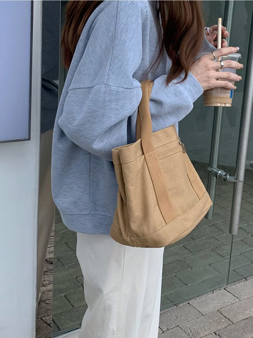 Patch Decor Canvas Square Bag