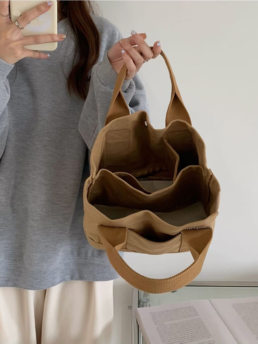 Patch Decor Canvas Square Bag