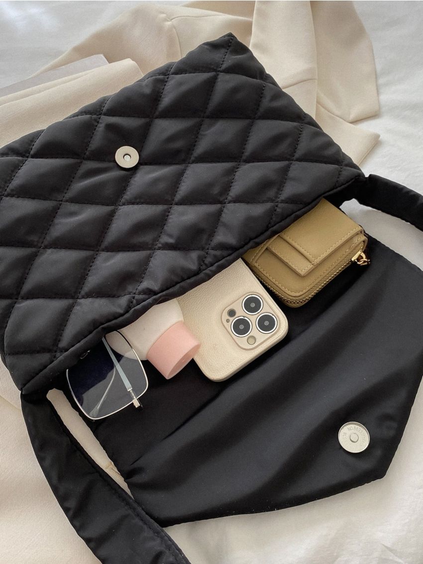 Argyle Quilted Flap Square Bag