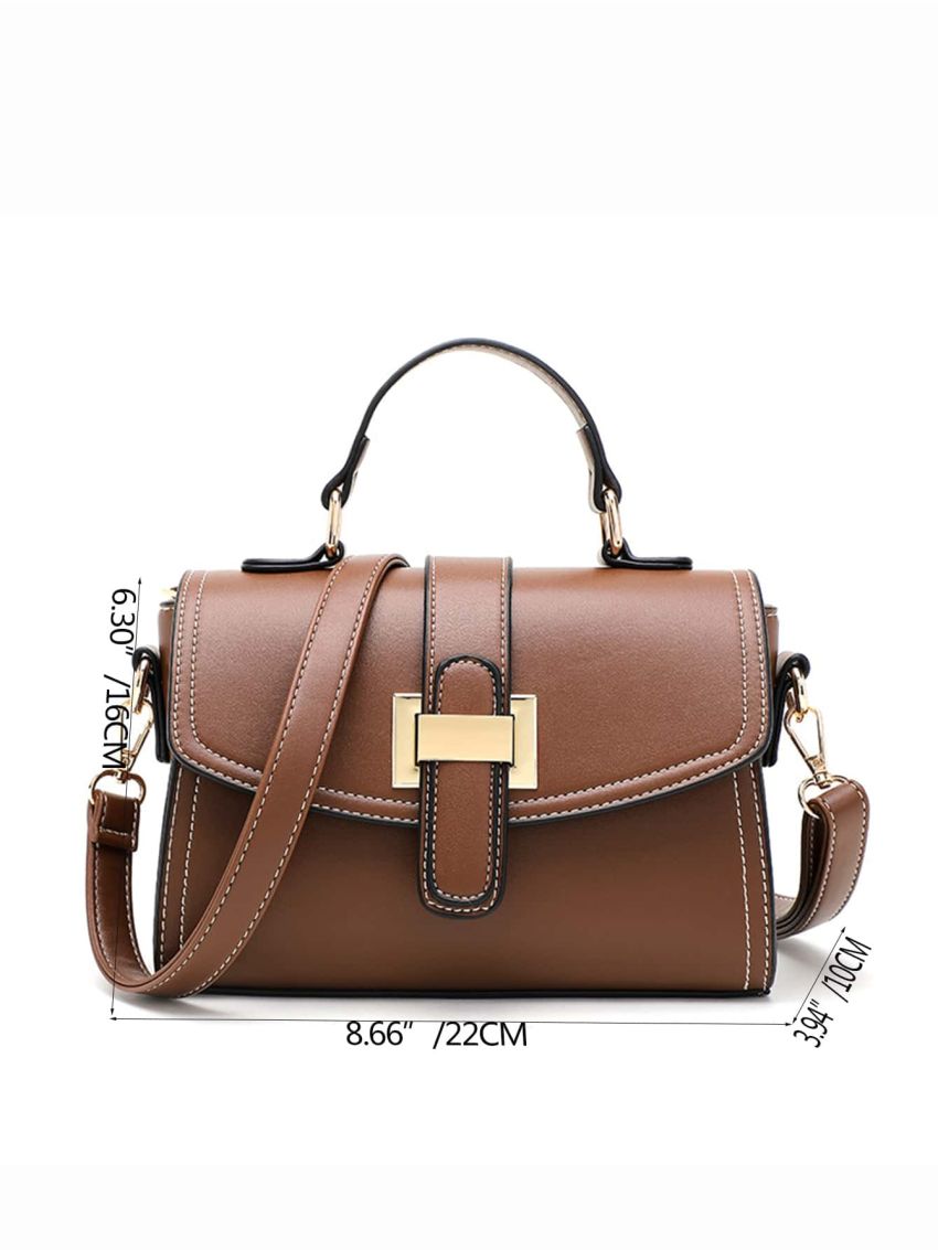 Metal Decor Top Handle Flap Square Bag