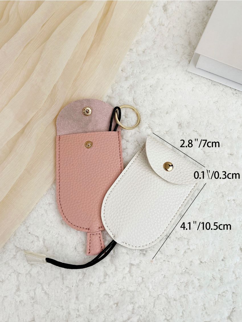 2pcs Litchi Embossed Snap Button Key Case Car Holder Case