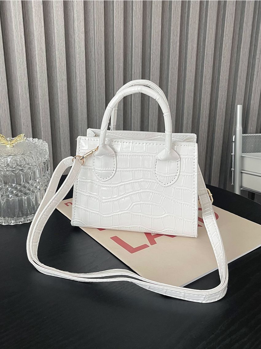 Mini Crocodile Embossed Square Bag