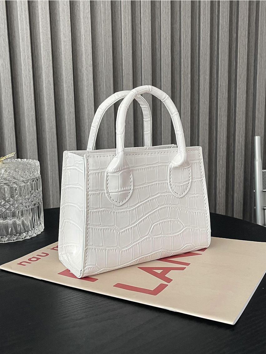 Mini Crocodile Embossed Square Bag
