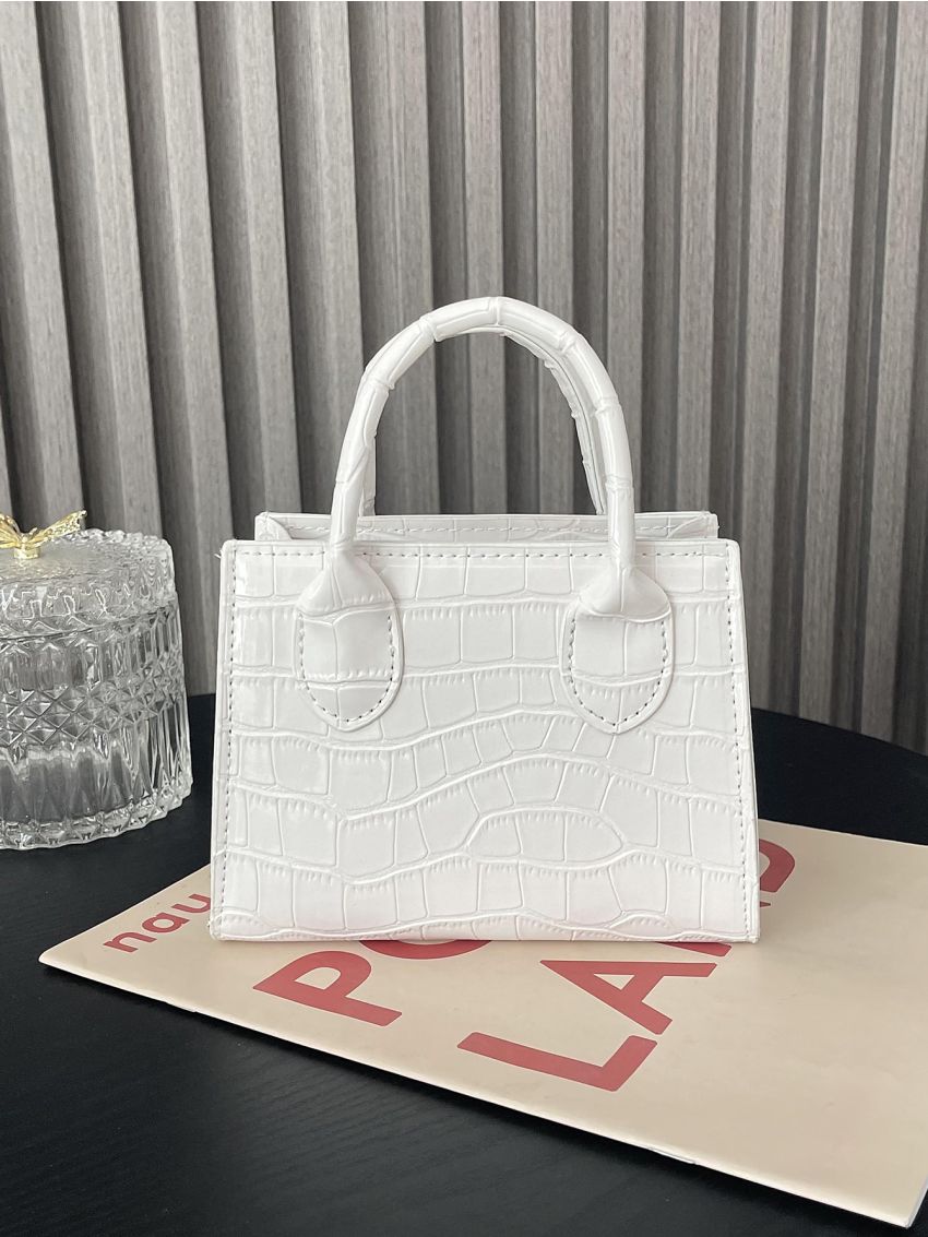 Mini Crocodile Embossed Square Bag