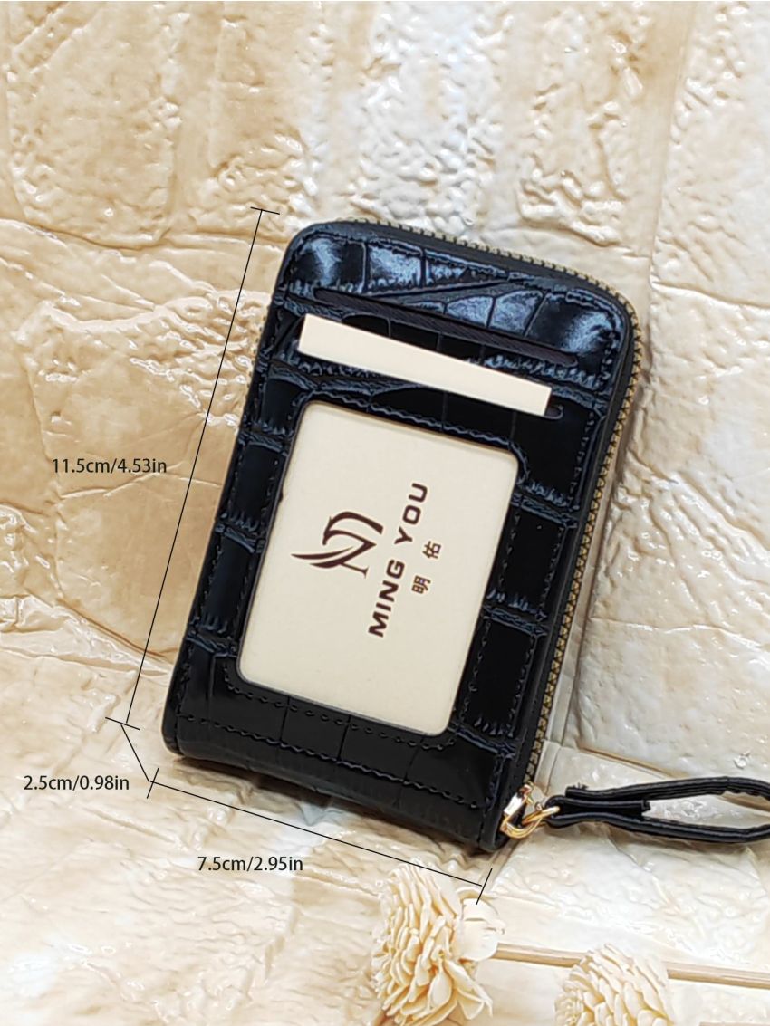 Crocodile Embossed Zipper Card Holder Multi-Card Card Organizer For Storage Credit Cards