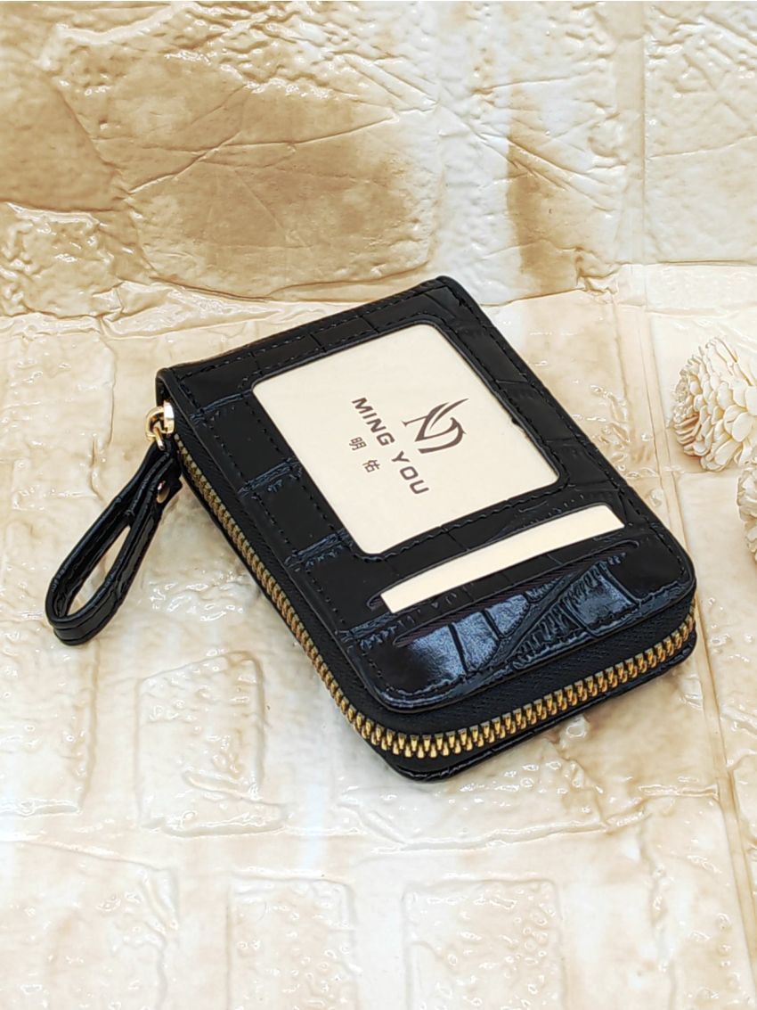 Crocodile Embossed Zipper Card Holder Multi-Card Card Organizer For Storage Credit Cards