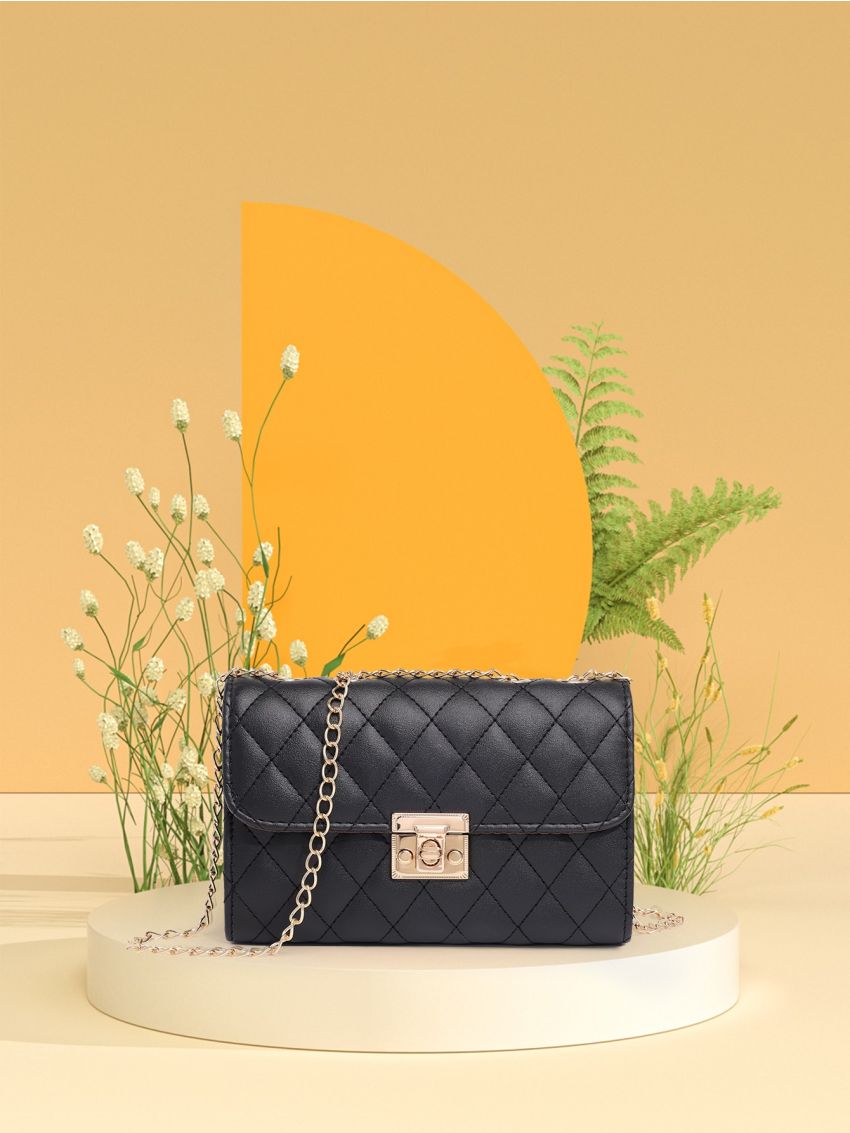 Ladies Quilted Crossbody Bag, Fashionable Chain Clutch Bag, Shoulder Bag, Square Bag
