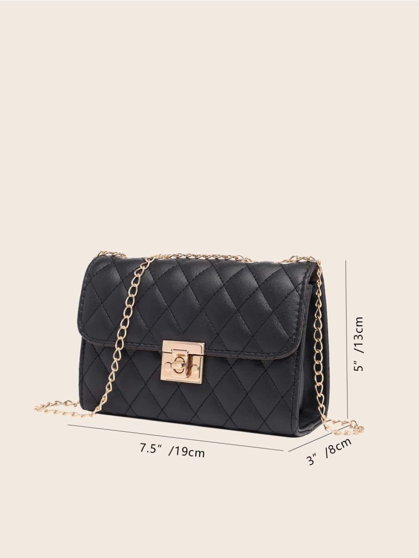 Ladies Quilted Crossbody Bag, Fashionable Chain Clutch Bag, Shoulder Bag, Square Bag