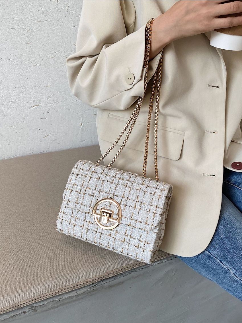 Mini Plaid Pattern Flap Chain Square Bag