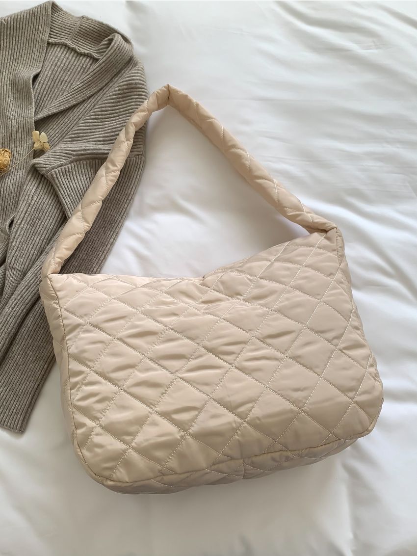 Minimalist Argyle Quilted Hobo Bag