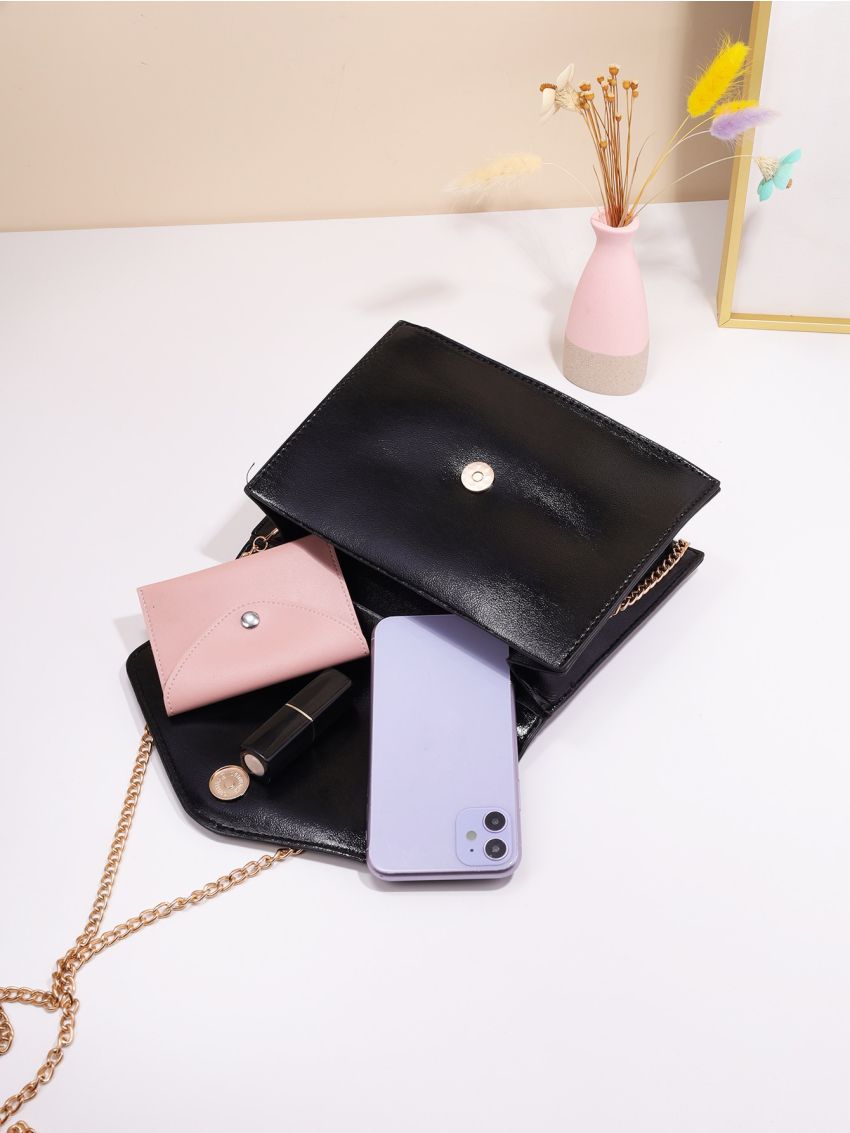 Metal Decor Flap Chain Square Bag