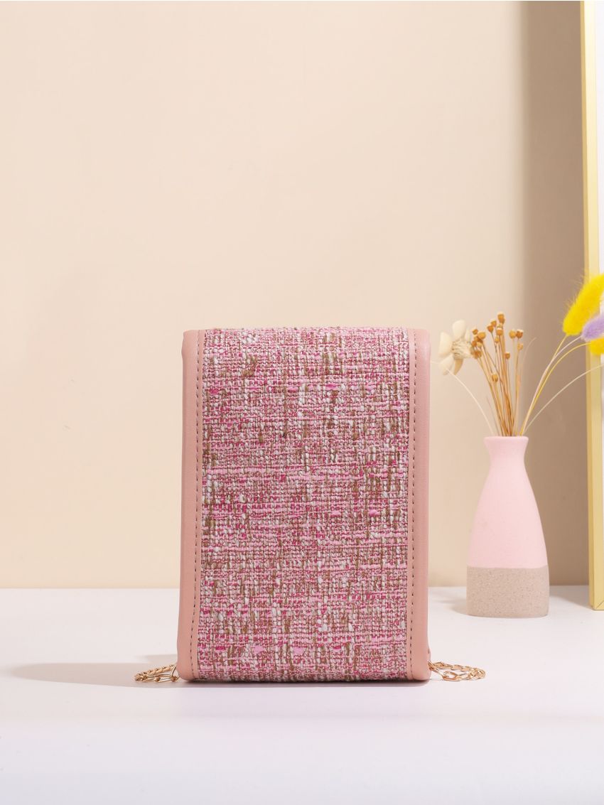 Plaid Pattern Twist Lock Phone Wallet