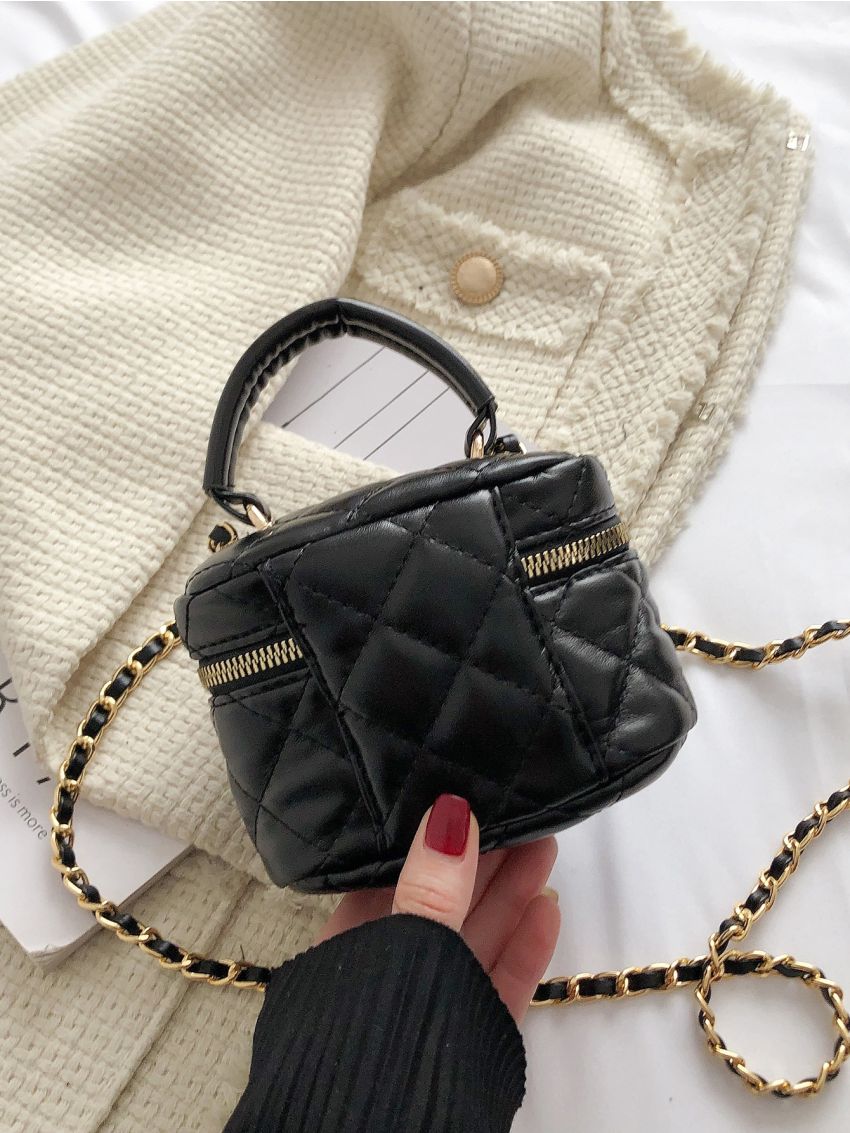 Mini Quilted Chain Bucket Bag